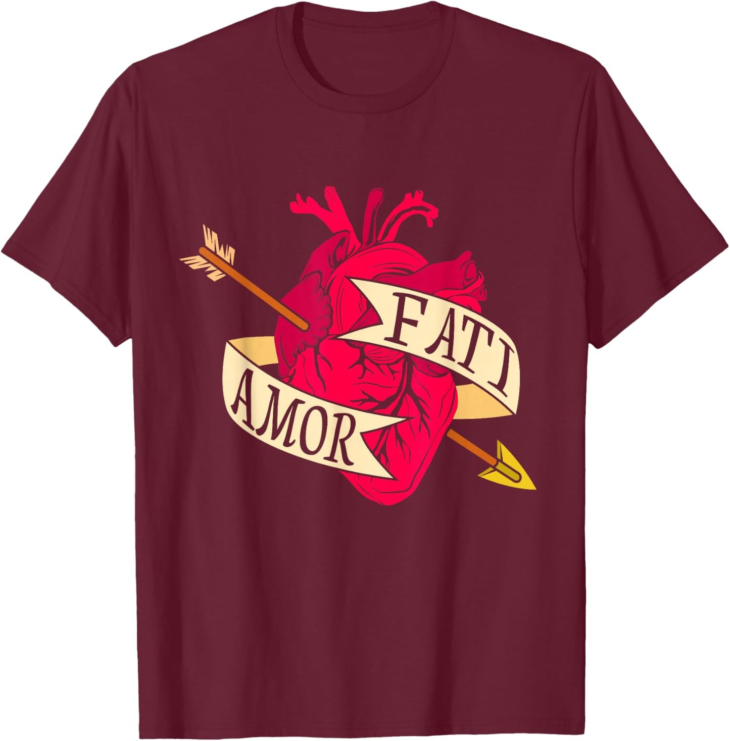 Stoicism Philosophy Shirts - Amor Fati T-Shirt - T-Shirt | Maroon