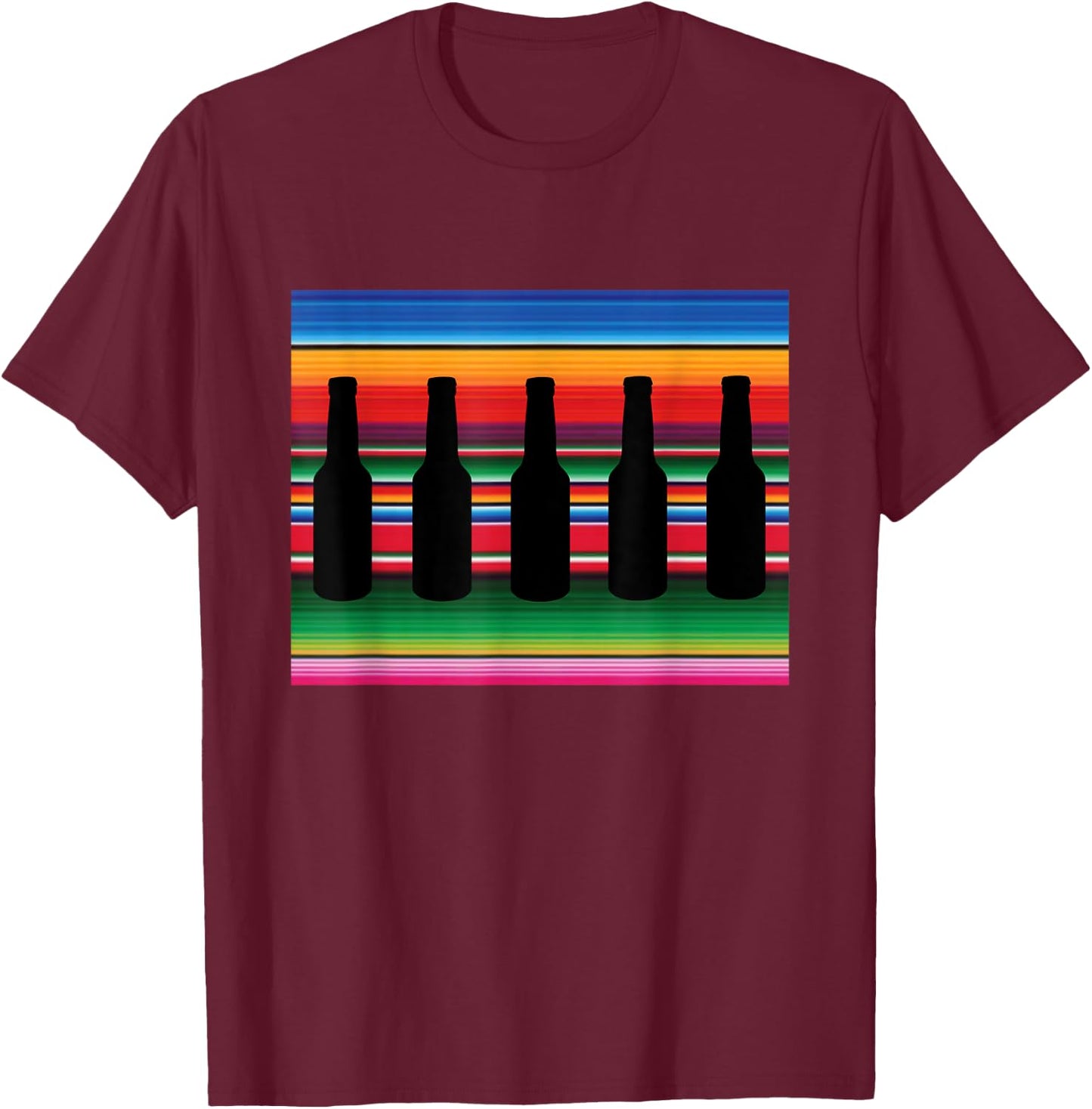 Mexican Blanket Beer T Shirt Serape Funny Beer Shirt T-Shirt - T-Shirt | Maroon