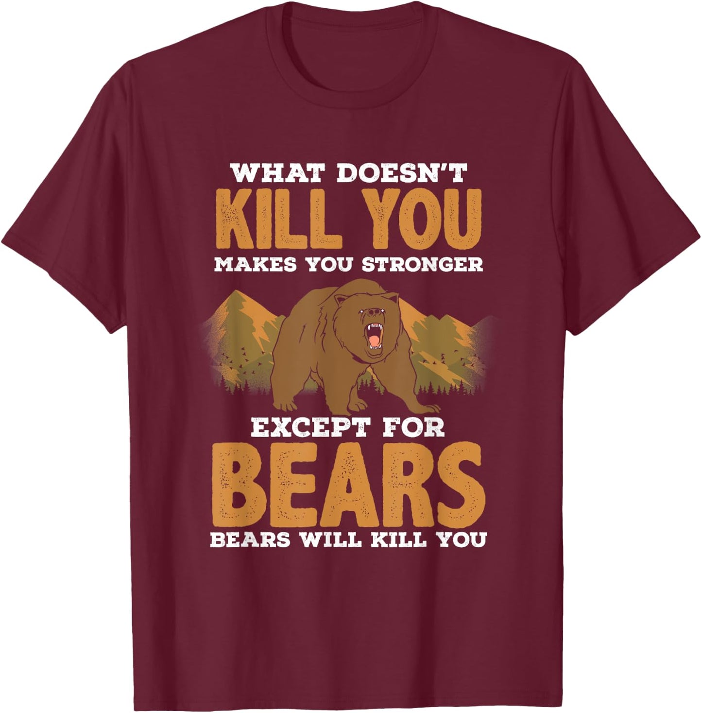 Wild Camping Hiking Walking Outdoor Pursuit Bear T-Shirt - T-Shirt | Maroon