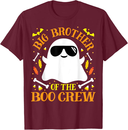 Big Brother Boo Crew Ghost Matching Family Set Boy Halloween T-Shirt - T-Shirt | Maroon
