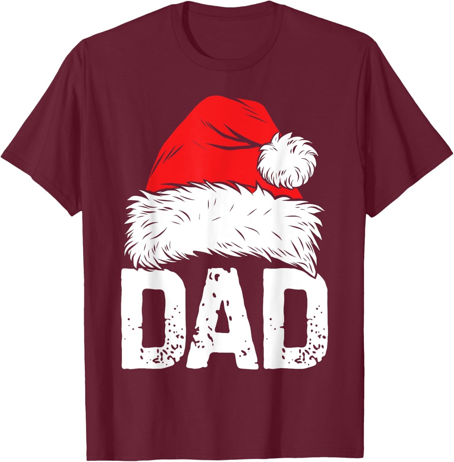 Dad Santa Christmas Family Matching Pajamas Papa Xmas Father Short Sleeve T-Shirt - T-Shirt | Maroon