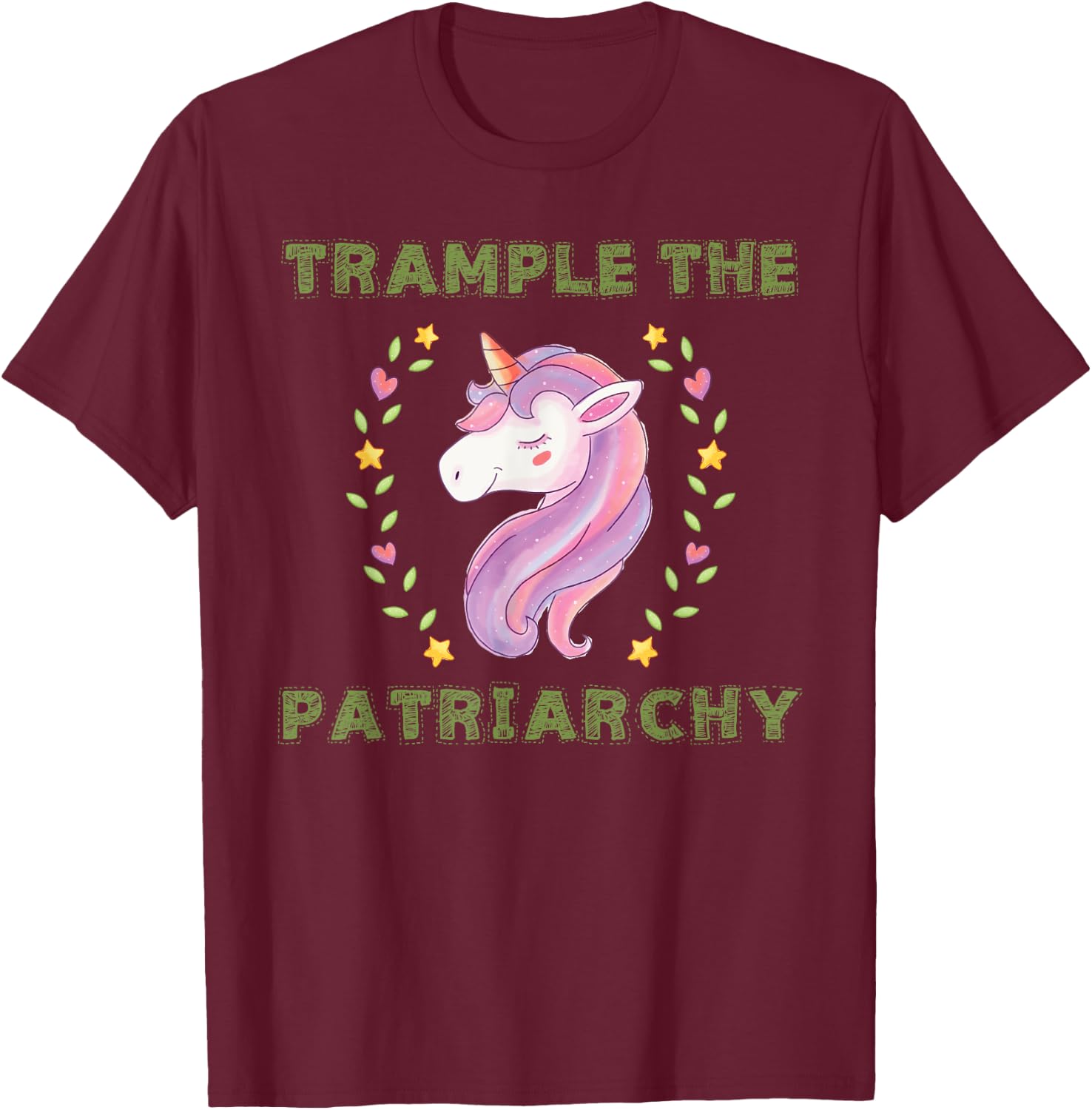 Trample The Patriarchy, Unicorn Lovers Feminist T-Shirt - T-Shirt | Maroon