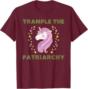 Trample The Patriarchy, Unicorn Lovers Feminist T-Shirt - T-Shirt | Maroon