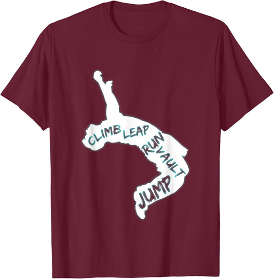 Parkour City Ninja Free Running Leap Vault Jump Athlete Gift T-Shirt - T-Shirt | Maroon