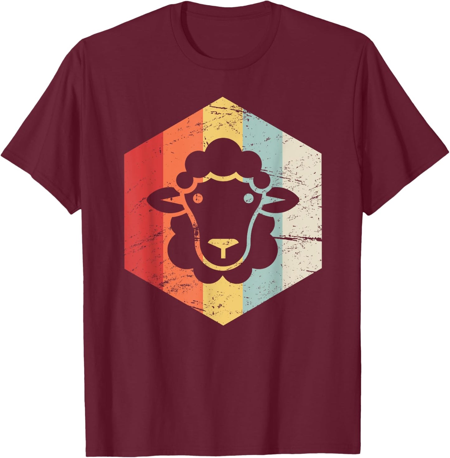 Retro Sheep T-Shirt - T-Shirt | Maroon