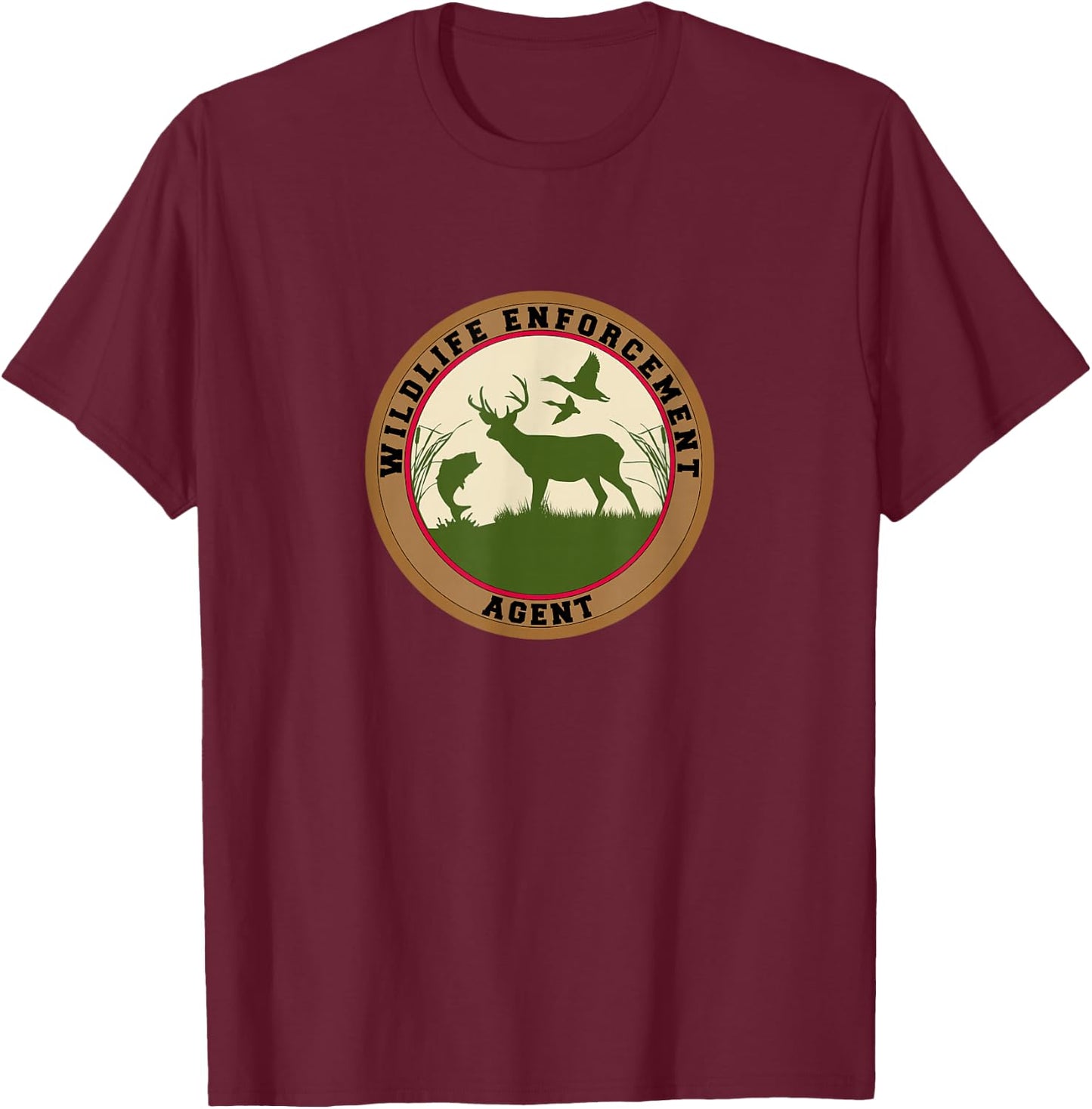 Wildlife Enforcement Agent Officer Uniform Duty T-Shirt - T-Shirt | Maroon