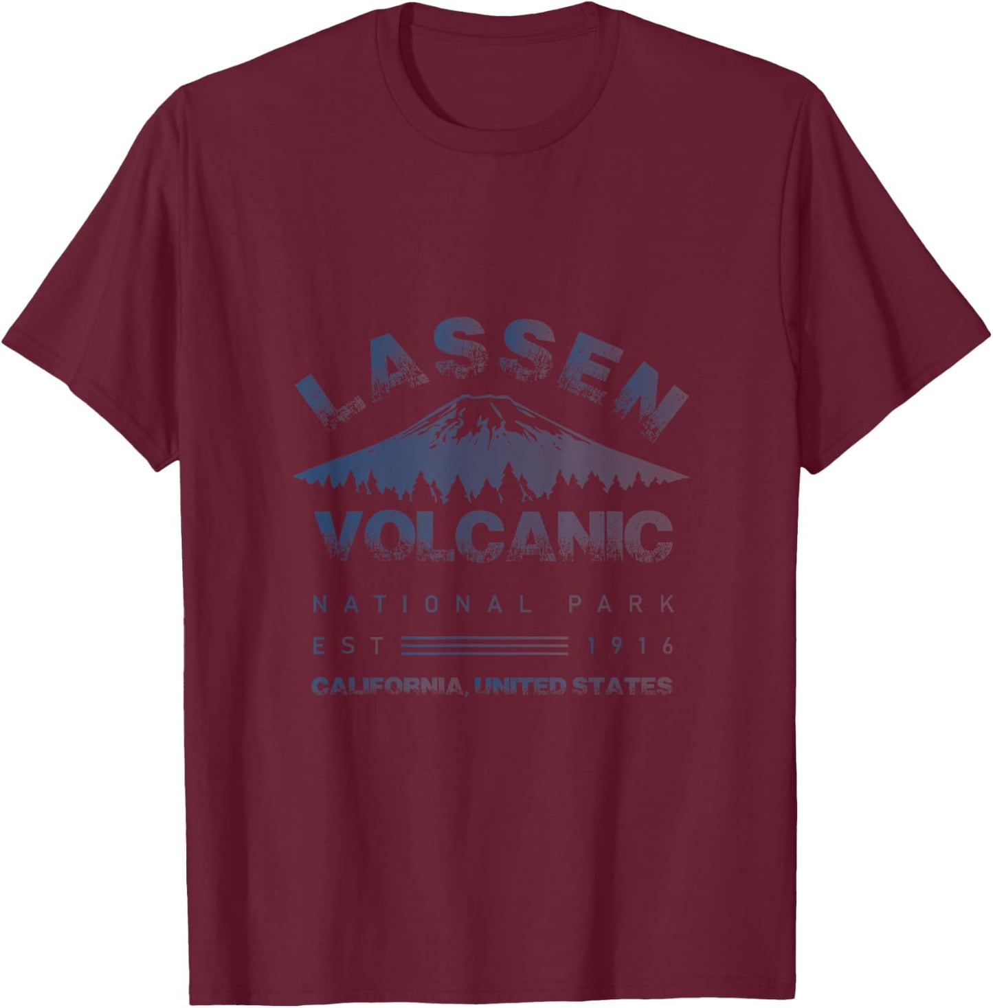 Cool Distressed Lassen Volcanic National Park T-Shirt - T-Shirt | Maroon
