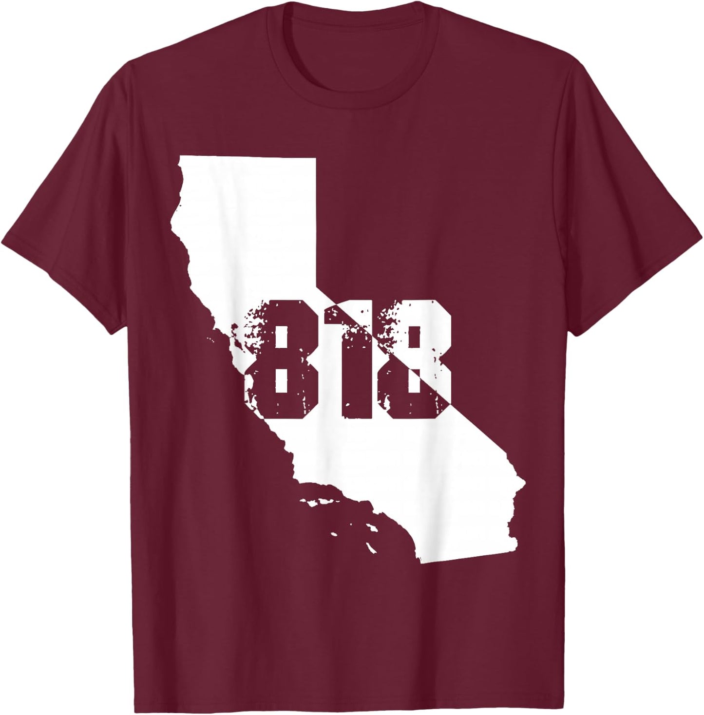 818 Strong: Los Angeles, California Area Code Number T-Shirt - T-Shirt | Maroon