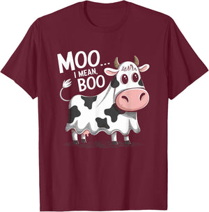 Ghost Cow Moo I Mean Boo Halloween Costume Funny Cow Lover T-Shirt - T-Shirt | Maroon
