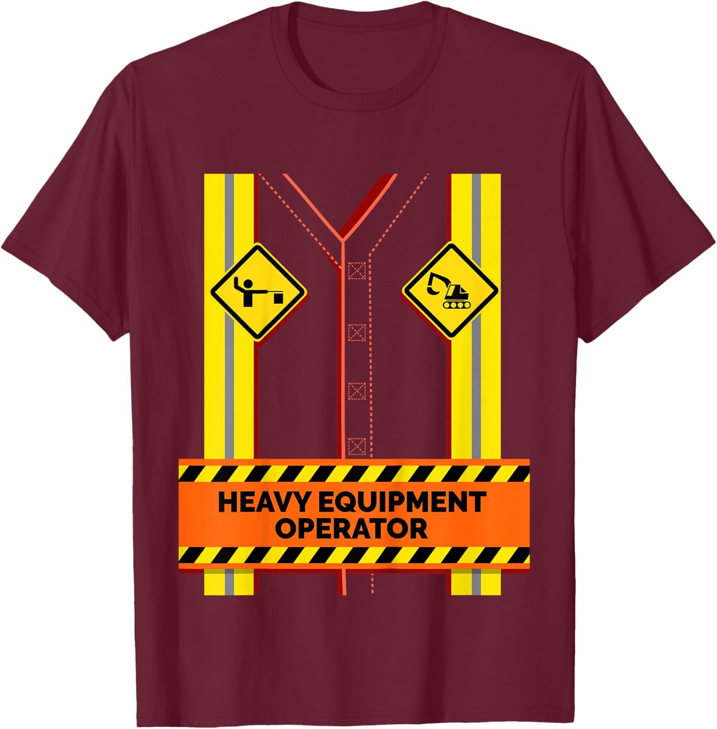 Kids Kids Construction Worker Costume Boys Equipment Operator T-Shirt - T-Shirt | Maroon