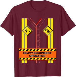 Kids Kids Construction Worker Costume Boys Equipment Operator T-Shirt - T-Shirt | Maroon