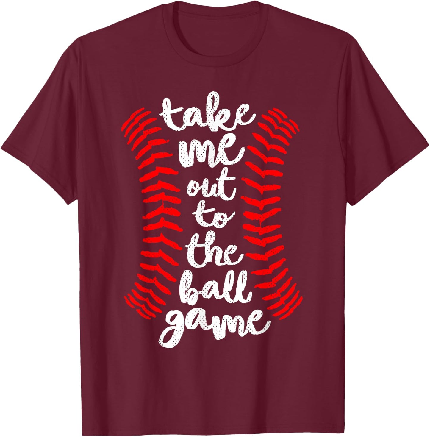 Take Me Out Ball Game Shirt Baseball Song Red Blue Black T-Shirt - T-Shirt | Maroon