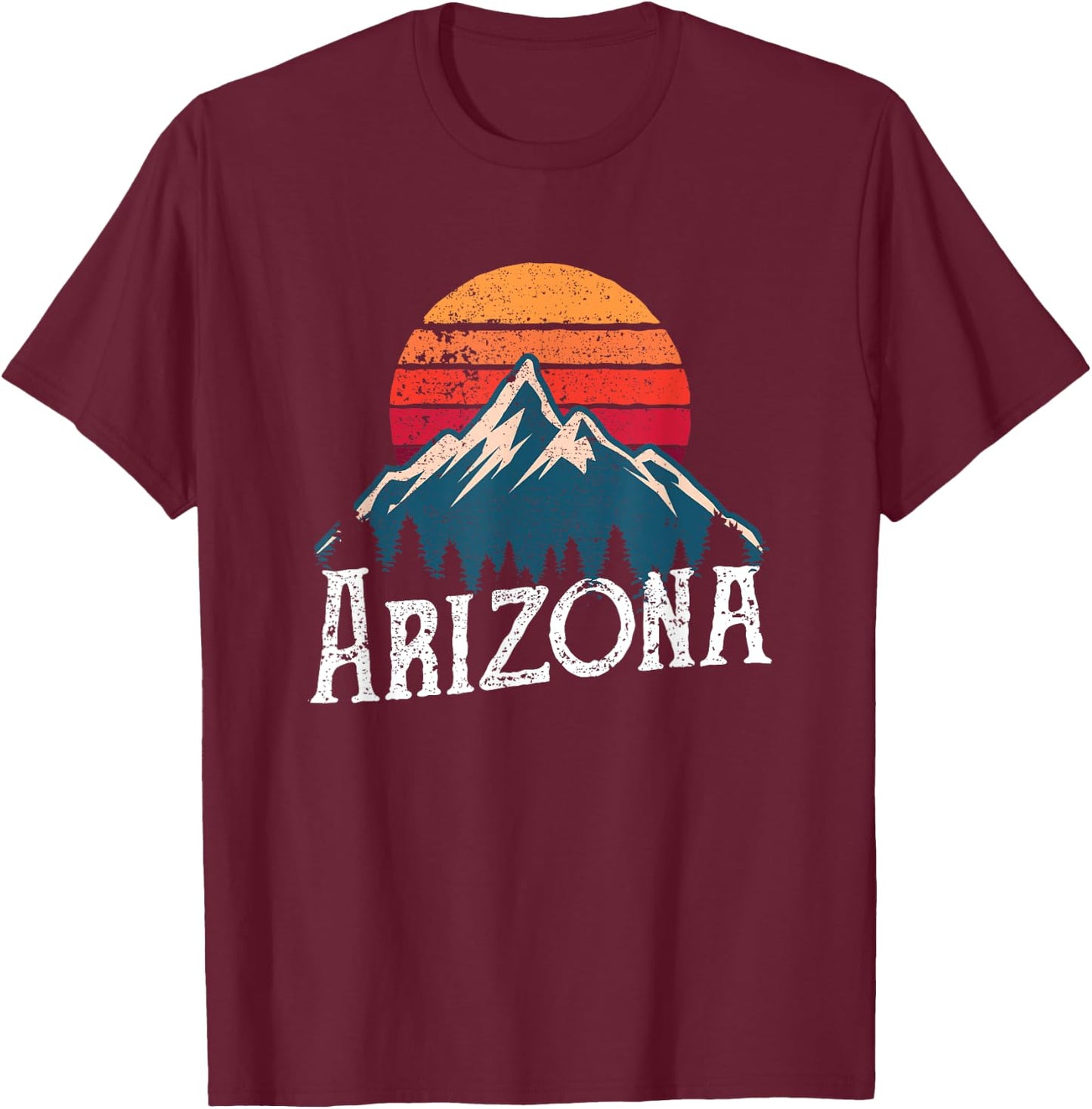 Vintage Retro AZ, Arizona Mountains Outdoor Wildness T-Shirt - T-Shirt | Maroon
