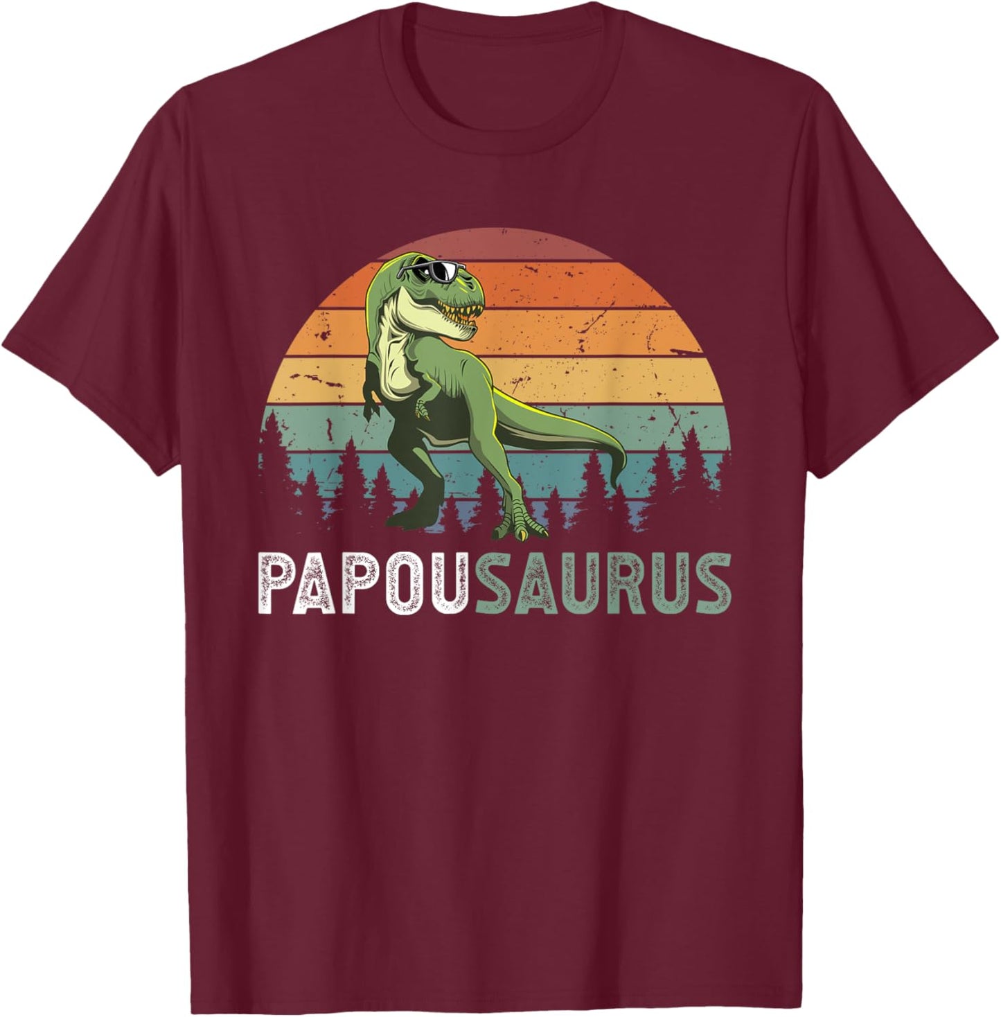 Papousaurus Papou Grandpa Papou Grandfather T-Shirt - T-Shirt | Maroon