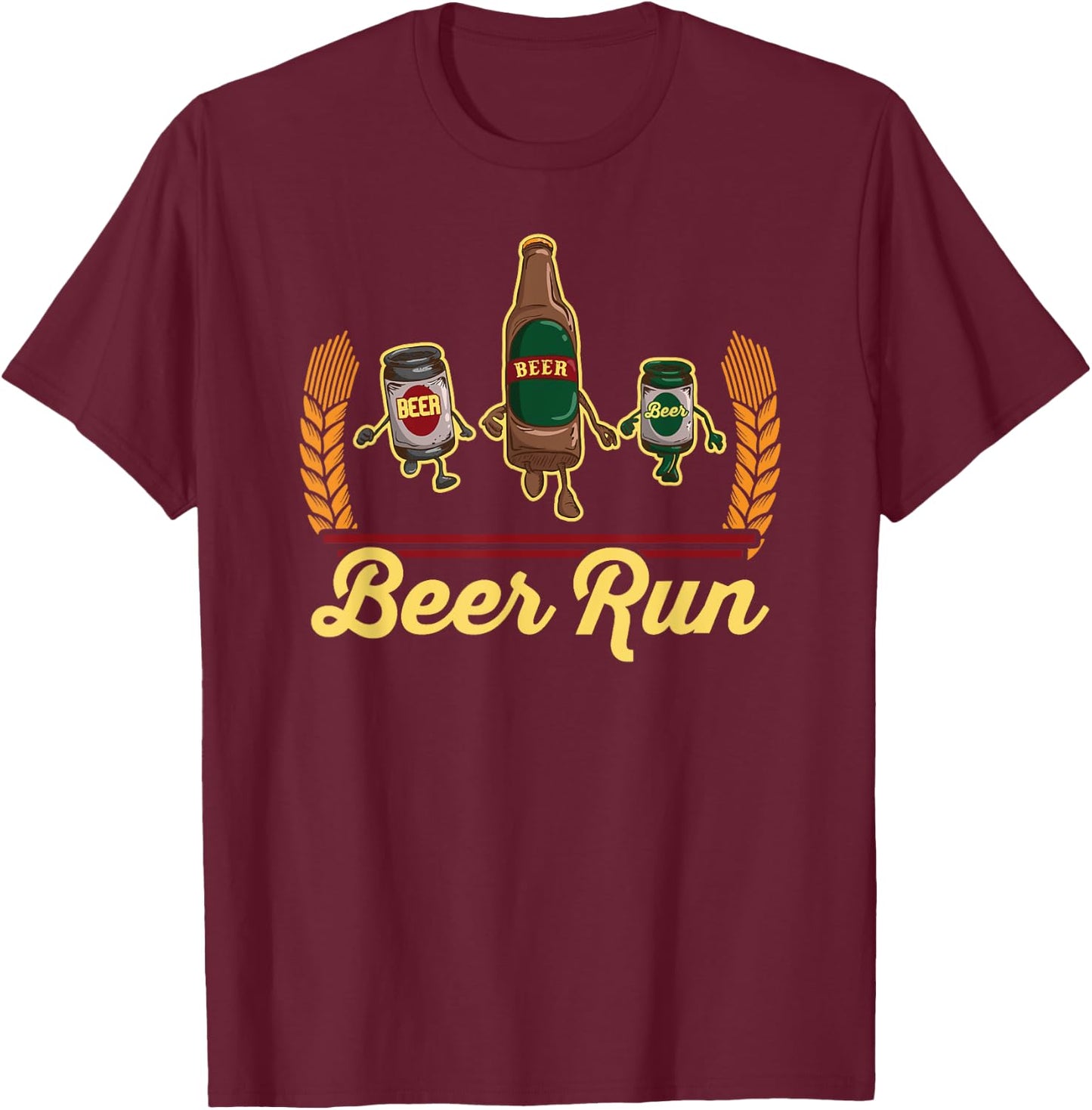 Funny Beer Running Gift Shirt BEER RUN T-Shirt - T-Shirt | Maroon