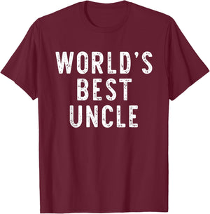 World's Best Uncle Funny Family T-Shirt - T-Shirt | Maroon