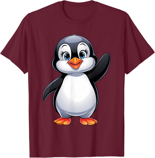Penguin Kids Girls Boys Women T-Shirt - T-Shirt | Maroon