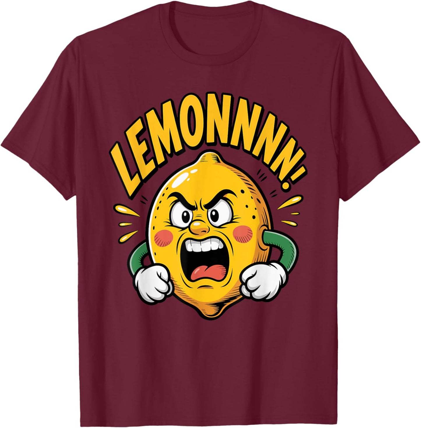 Lemonnn Angry Fruit Yelling Funny Cartoon Lemon Men Women T-Shirt - T-Shirt | Maroon