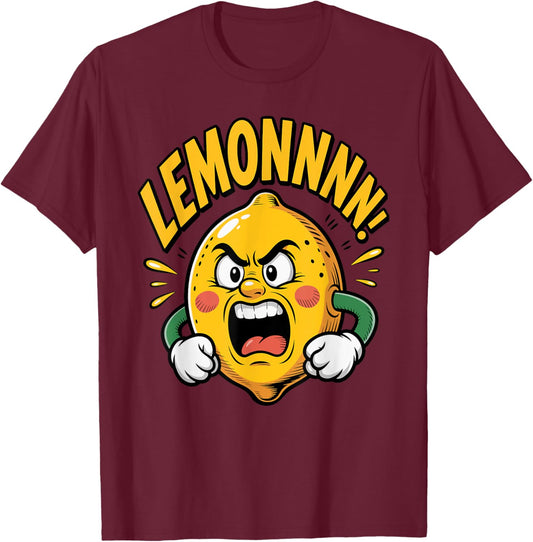 Lemonnn Angry Fruit Yelling Funny Cartoon Lemon Men Women T-Shirt - T-Shirt | Maroon