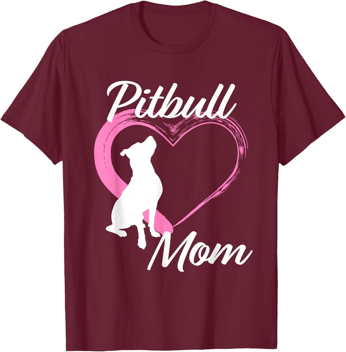 Pitbull Gifts for Pitbull Lovers Cute Pitbull Mom Pink Heart T-Shirt - T-Shirt | Maroon