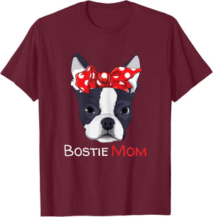 Boston Terrier Mom Bostie Women Girls T-Shirt - T-Shirt | Maroon