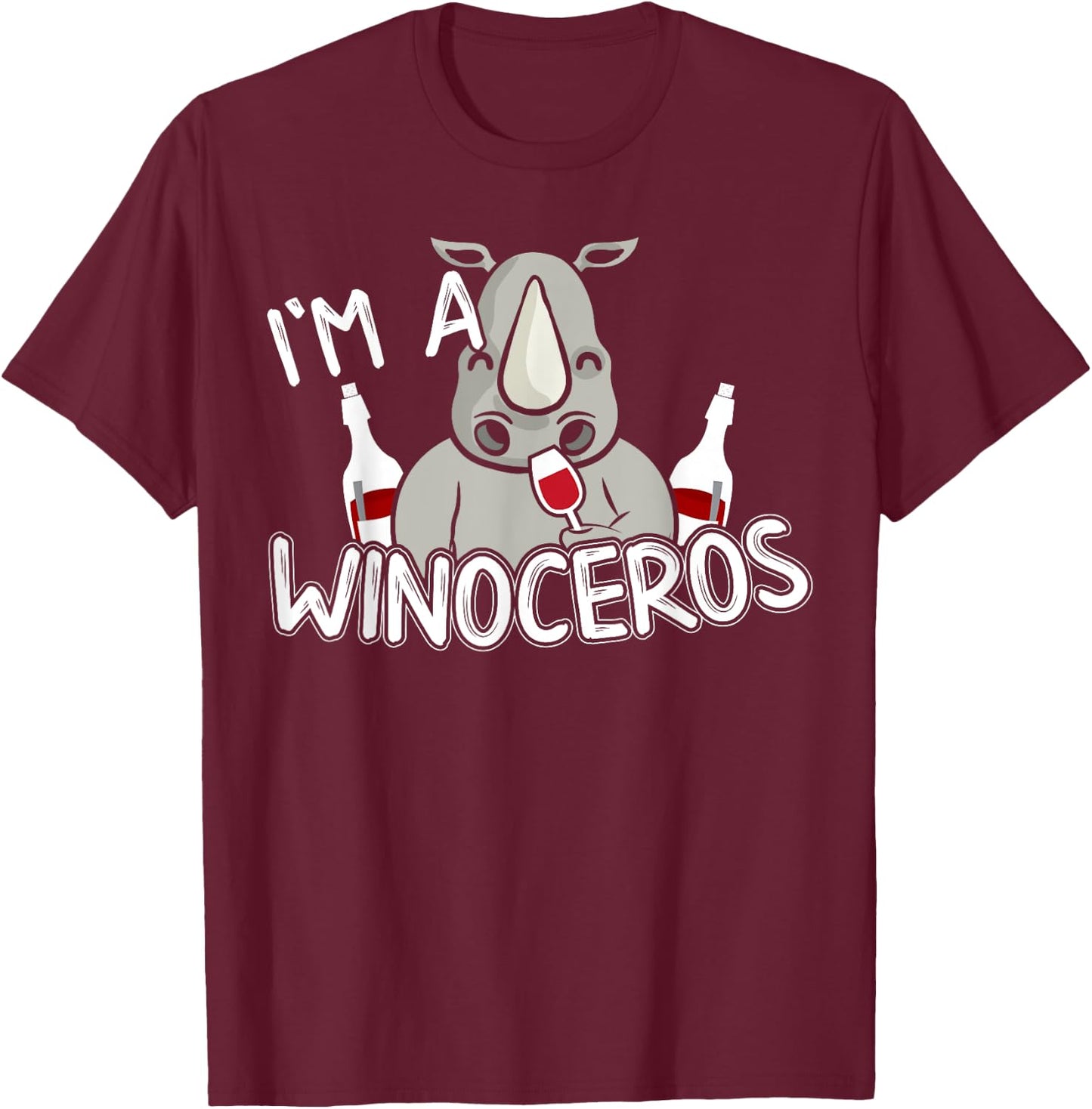 I'm A Winoceros Funny Wine Lover Rhino Gift T-Shirt - T-Shirt | Maroon
