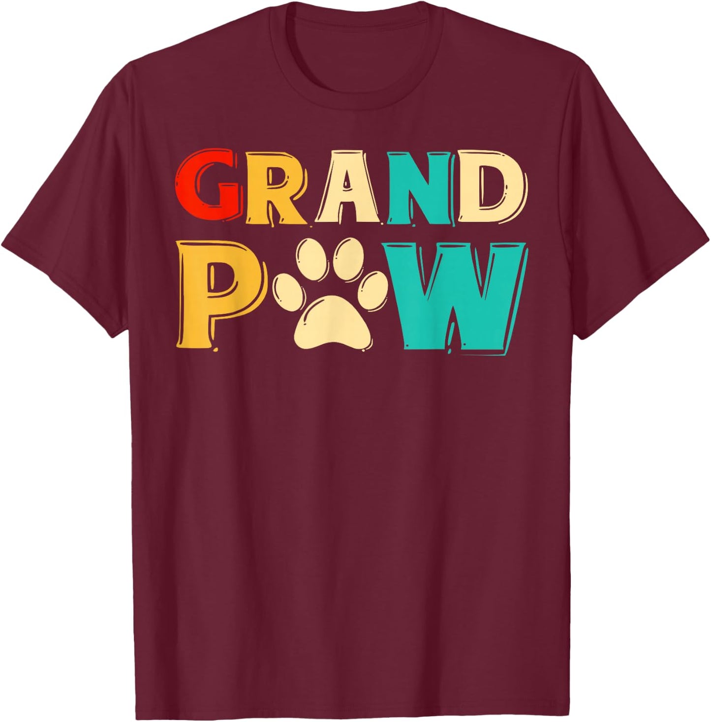 Grand Paw Dog Grandpaw Grandpa Dog Lover Vintage Gift Men Women Girls Kids T-Shirt - T-Shirt | Maroon