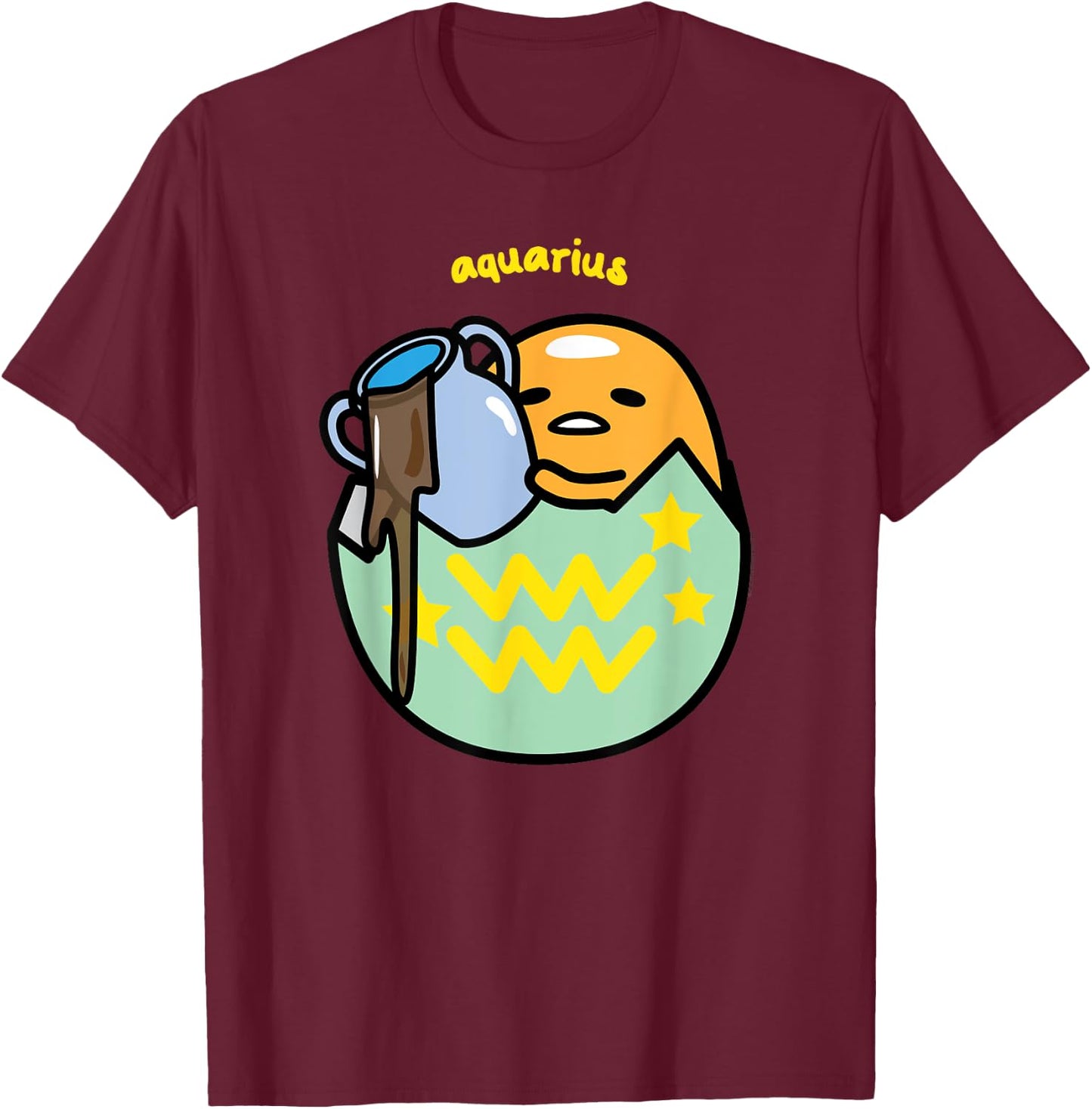 Gudetama Zodiac Aquarius Shirt T-Shirt - T-Shirt | Maroon