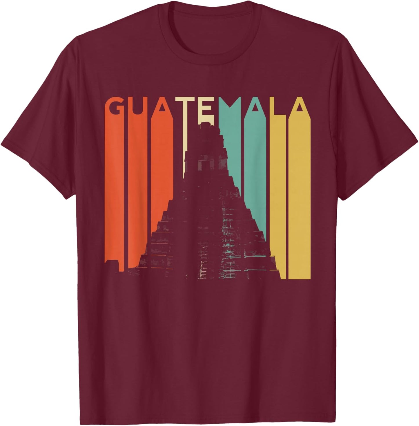 Guatemala Chapin Atitlan Tikal Maya Retro Guate Quetzal Arte T-Shirt - T-Shirt | Maroon