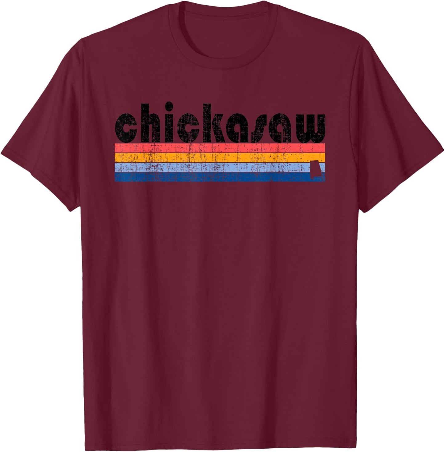 Vintage 80s Style Chickasaw AL T-Shirt - T-Shirt | Maroon