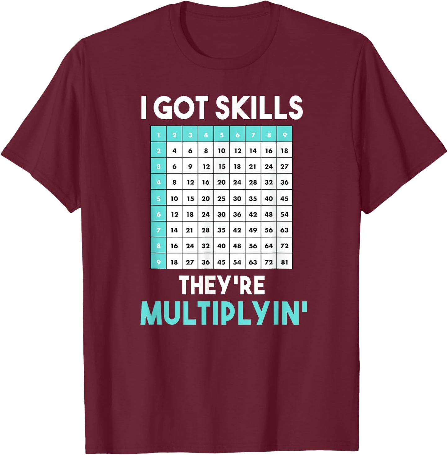 I Got Skills They're Multiplying Funny Math Teacher Women T-Shirt - T-Shirt | Maroon