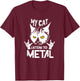 Heavy Metal with Cat T-Shirt - T-Shirt | Maroon
