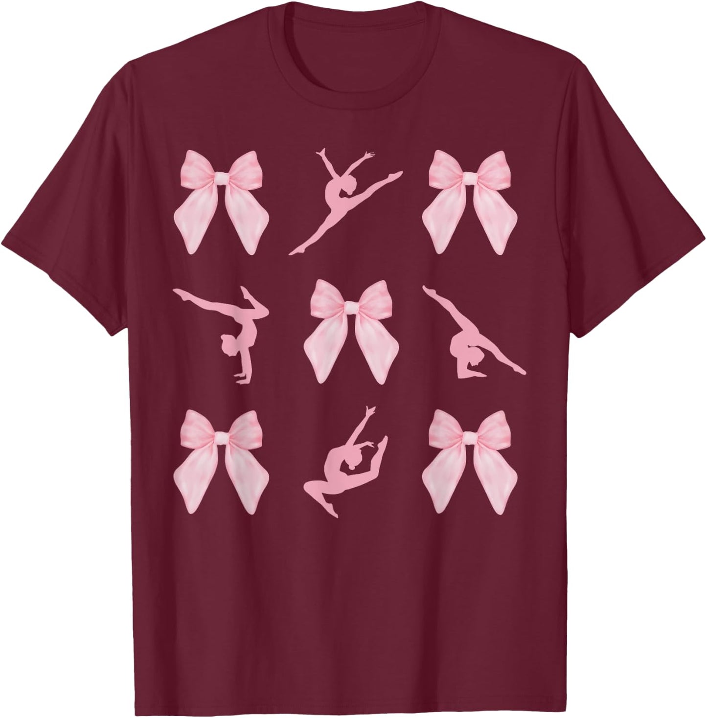Dance Coquette Pink Bow Ballet Dancer Ballerina Girls Women T-Shirt - T-Shirt | Maroon