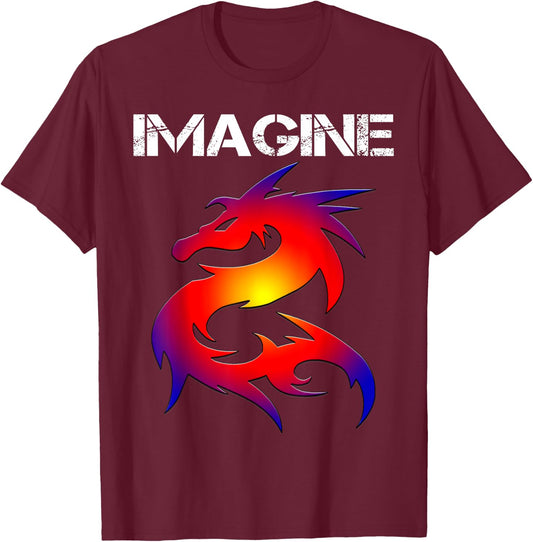 IMAGINE Fantasy Dragon Style Great For Gift T-Shirt - T-Shirt | Maroon