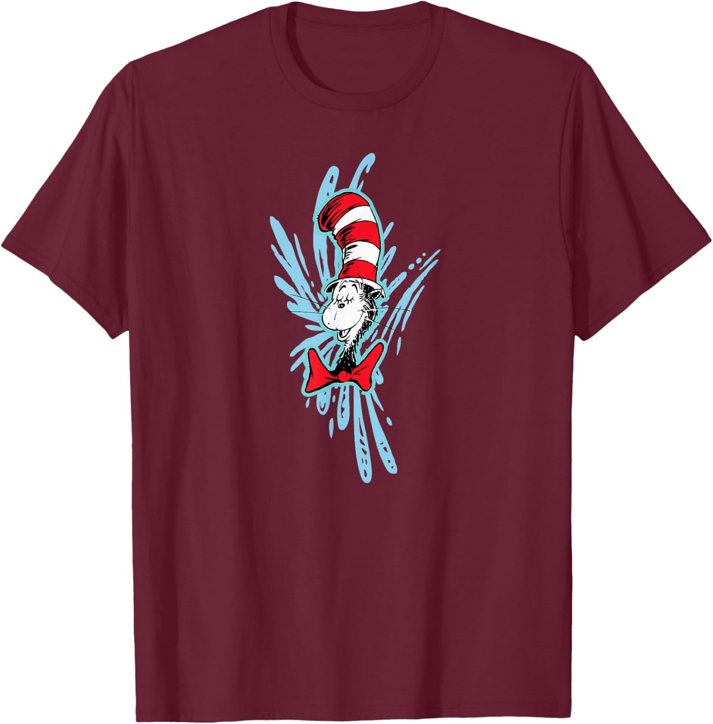 Dr. Seuss The Cat in The Hat Splash T-Shirt - T-Shirt | Maroon
