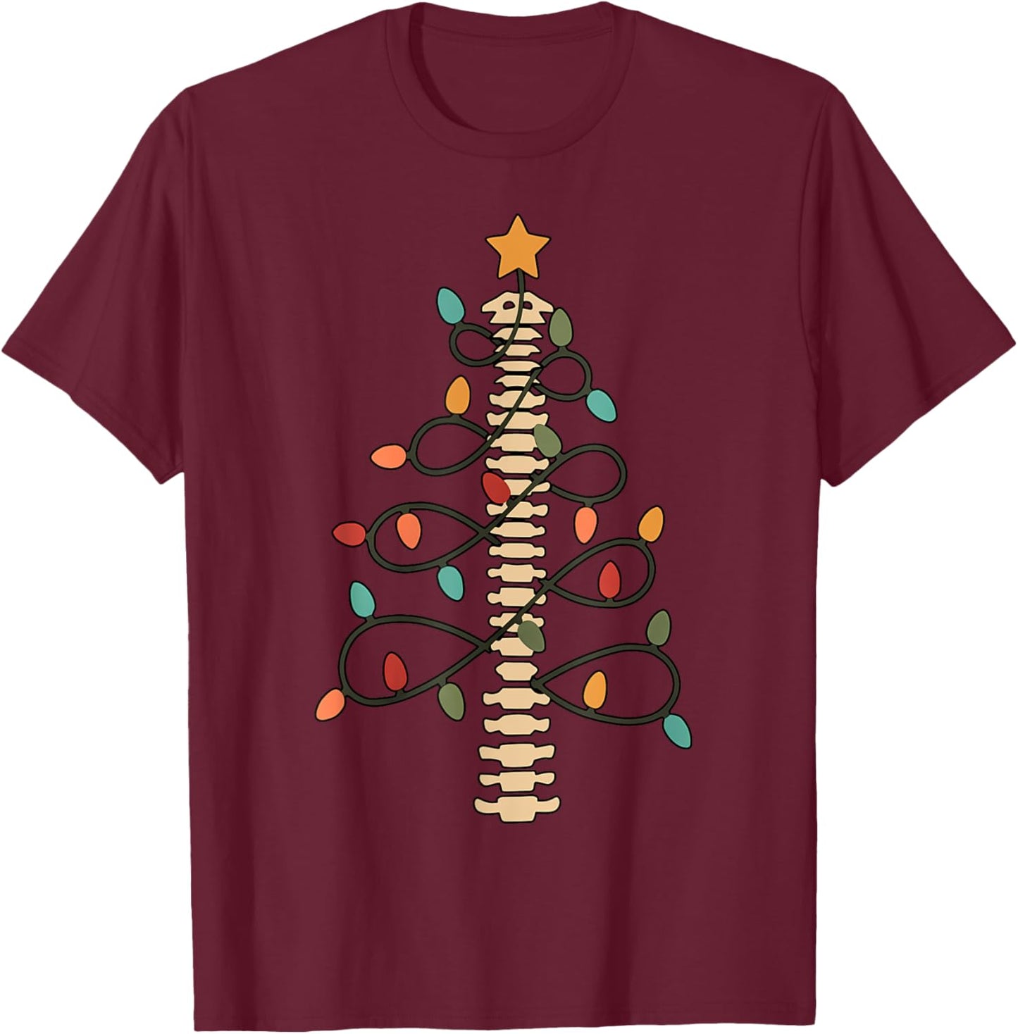 Chiropractor Doctor Christmas Lights Chiropractic Assistant T-Shirt - T-Shirt | Maroon