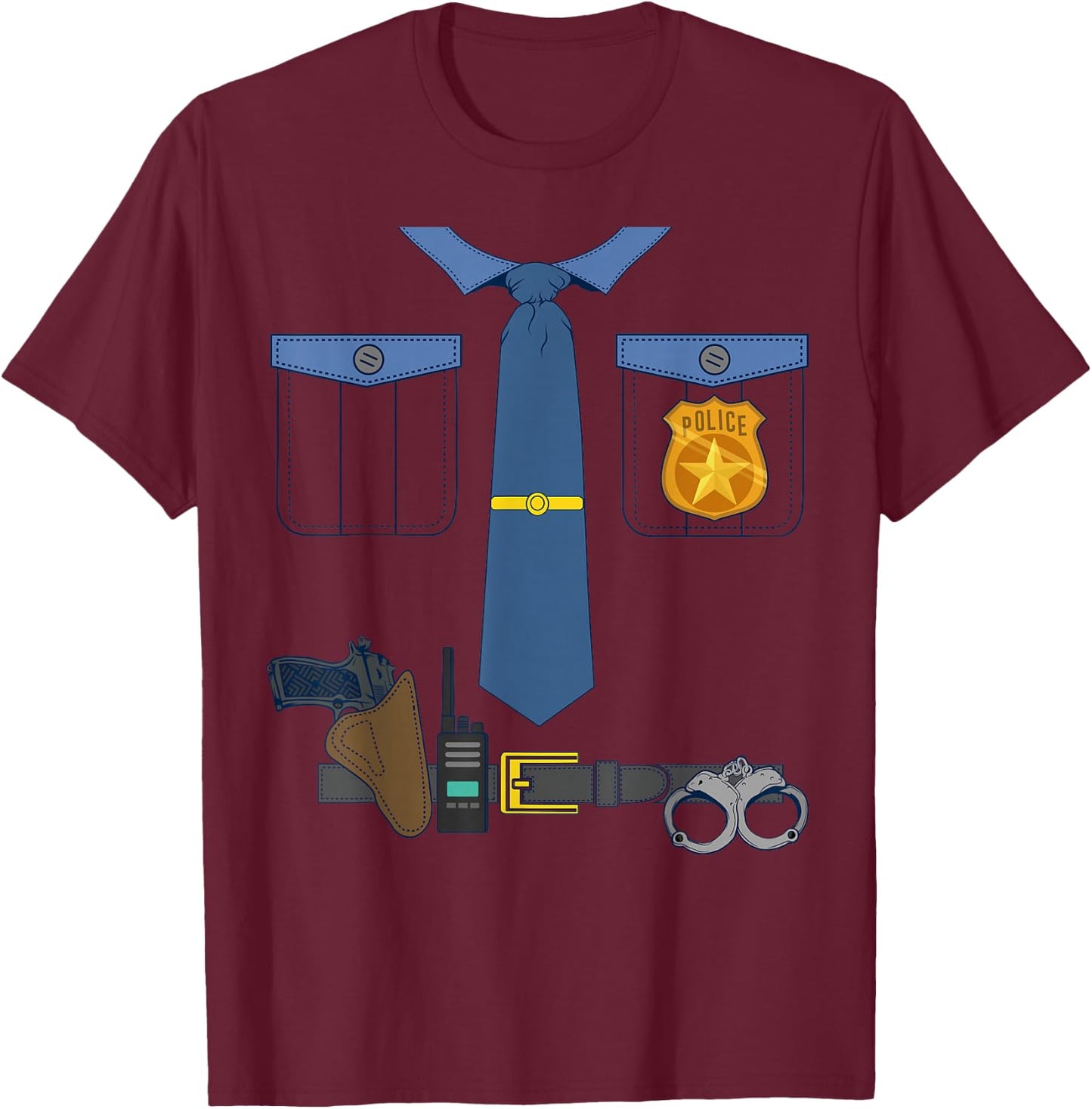 Halloween Kids Dress Up Police Shirt Officer COP Costume T-Shirt - T-Shirt | Maroon