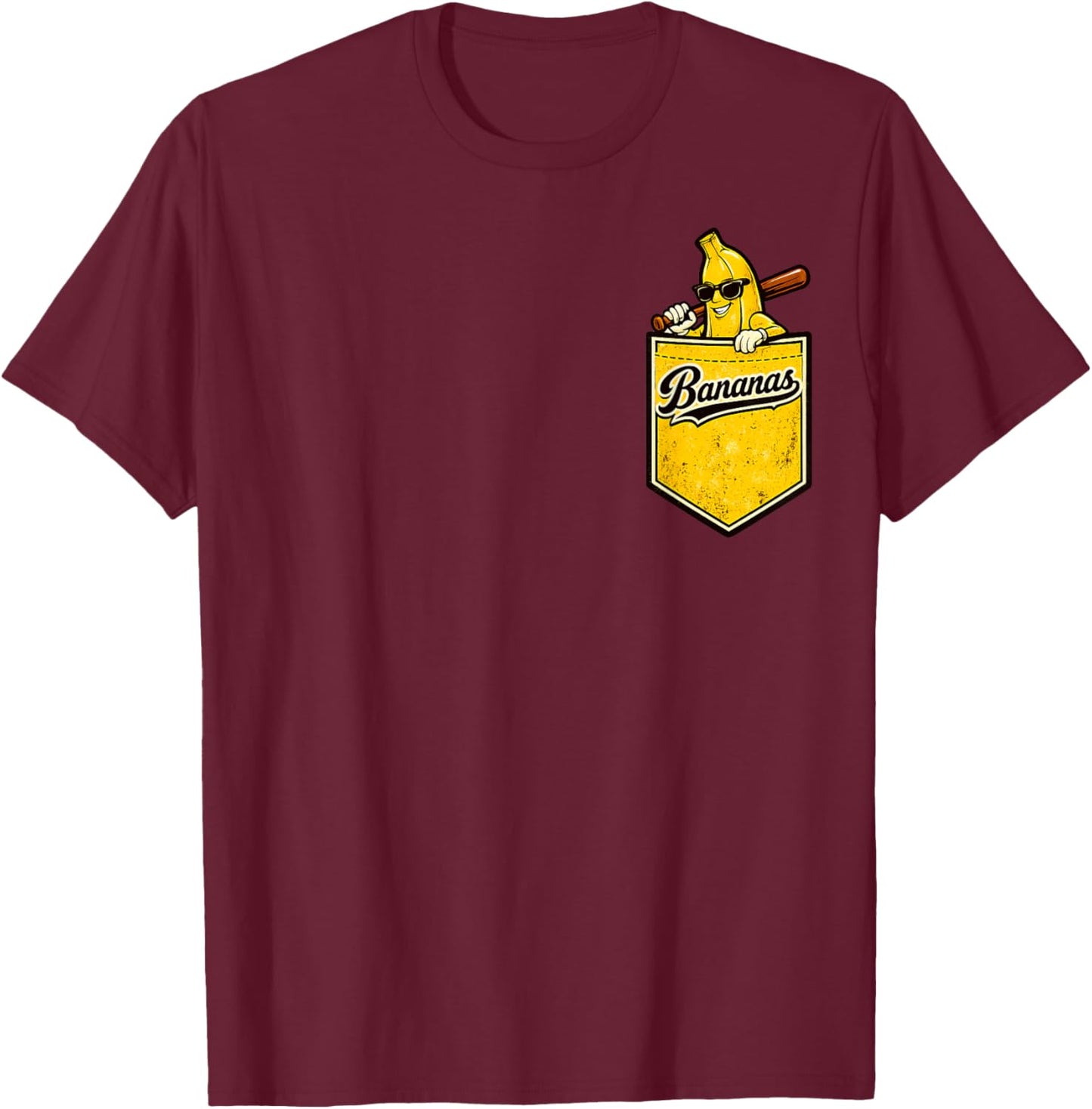 Funny Banana Pocket Fruit Men Women Boys Girls Kids T-Shirt - T-Shirt | Maroon