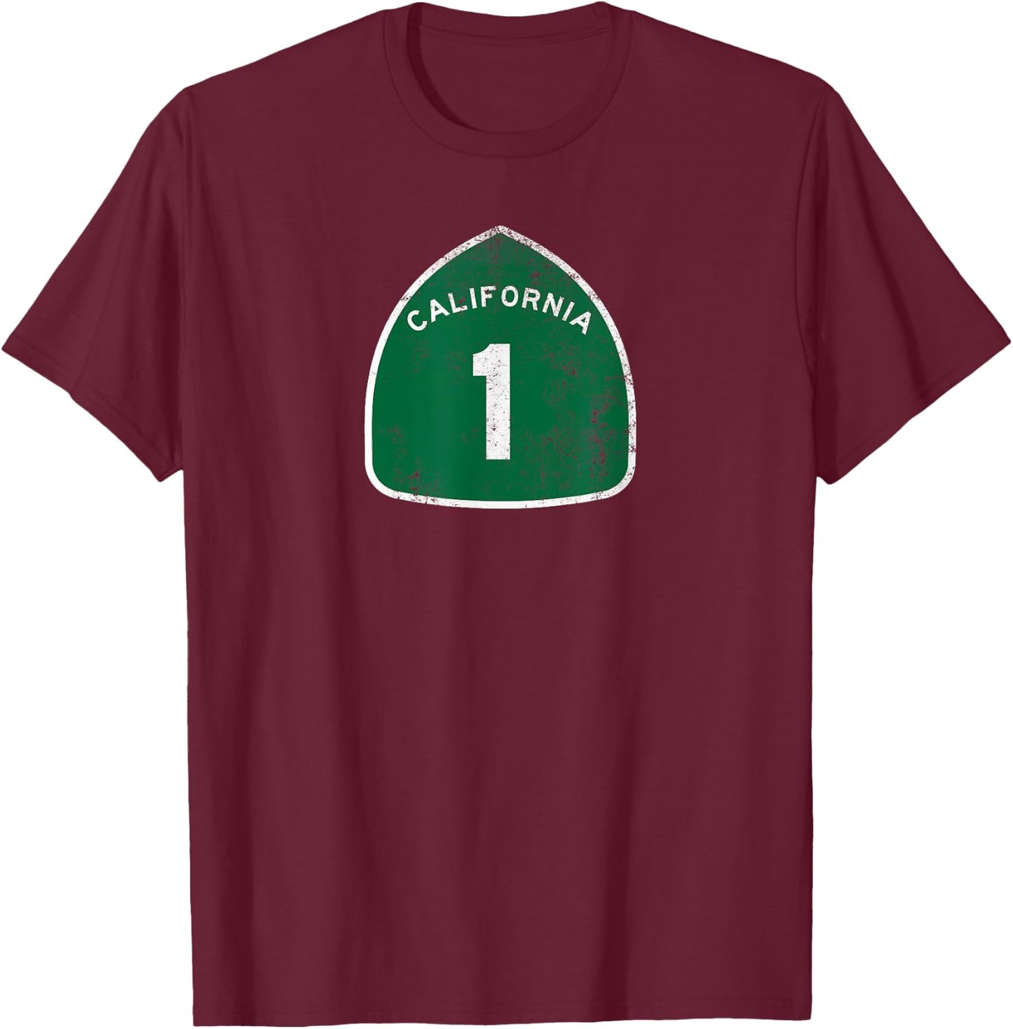 HIGHWAY 1 Shirt | NOR CAL Pacific Coast Retro Shirt T-Shirt - T-Shirt | Maroon