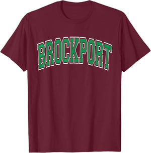 Brockport Arched Green Text T-Shirt - T-Shirt | Maroon