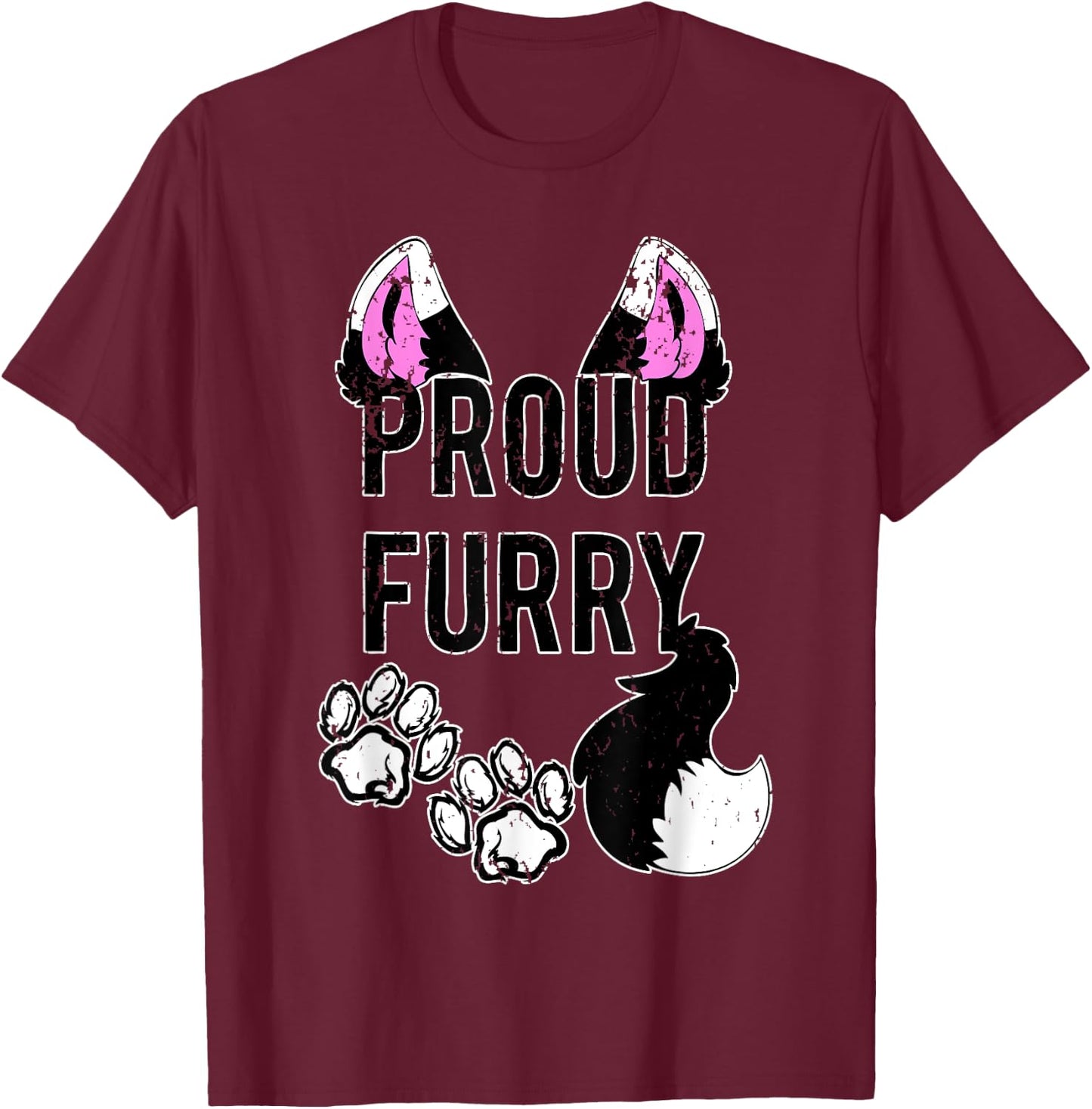 Proud Furry Shirt Furries Shirt Tail and Ears Cosplay Shirt T-Shirt - T-Shirt | Maroon