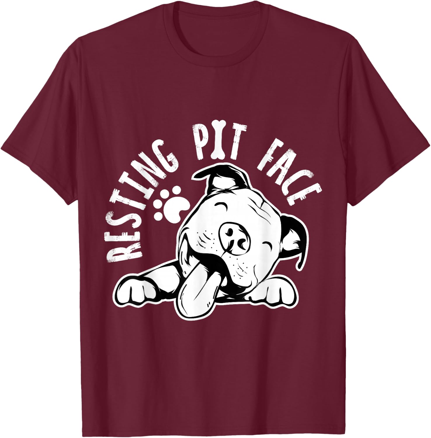 Resting Pit Face | Funny Dog Pitbull Meme Clothing T-Shirt - T-Shirt | Maroon