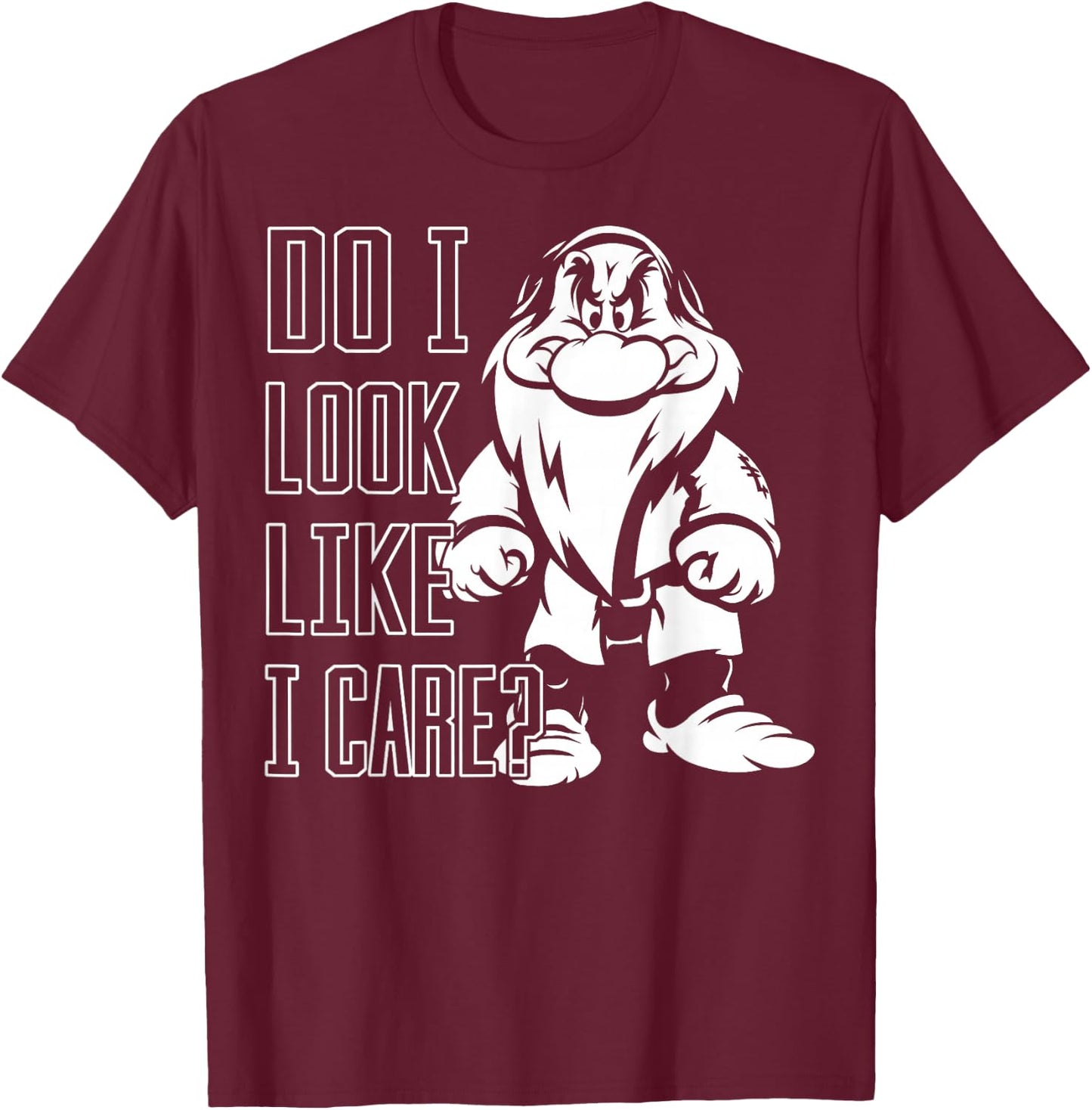 Disney Snow White Grumpy Do I Look Like I Care T-Shirt - T-Shirt | Maroon