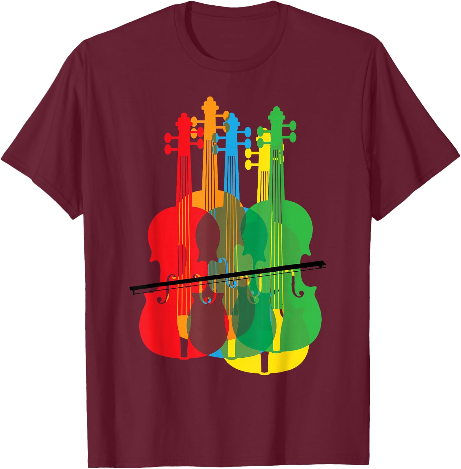 Multicolored Violins Birthday Gift Musicians T-Shirt - T-Shirt | Maroon