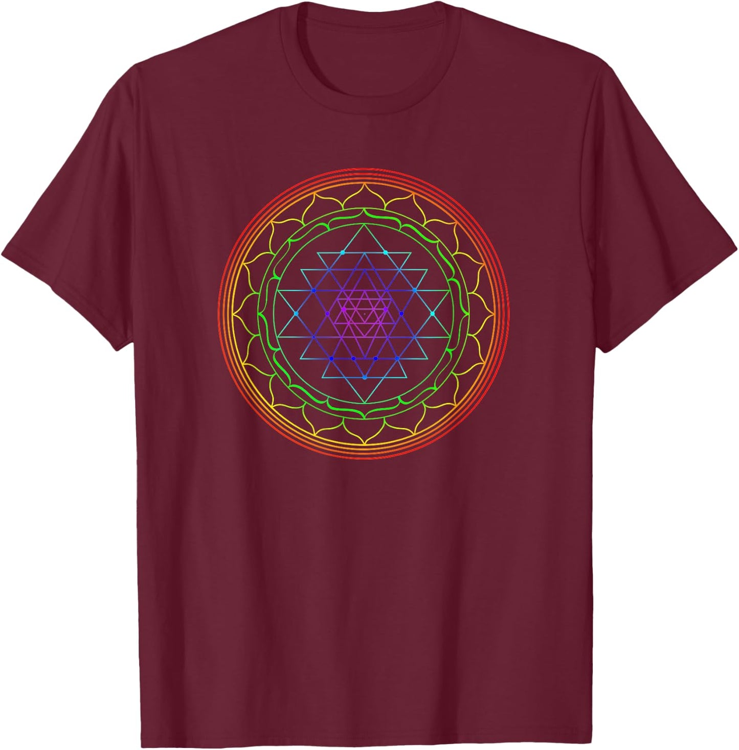 Sri Yantra Mandala Sacred Geometry Spiritual Gift Yoga Lover T-Shirt - T-Shirt | Maroon