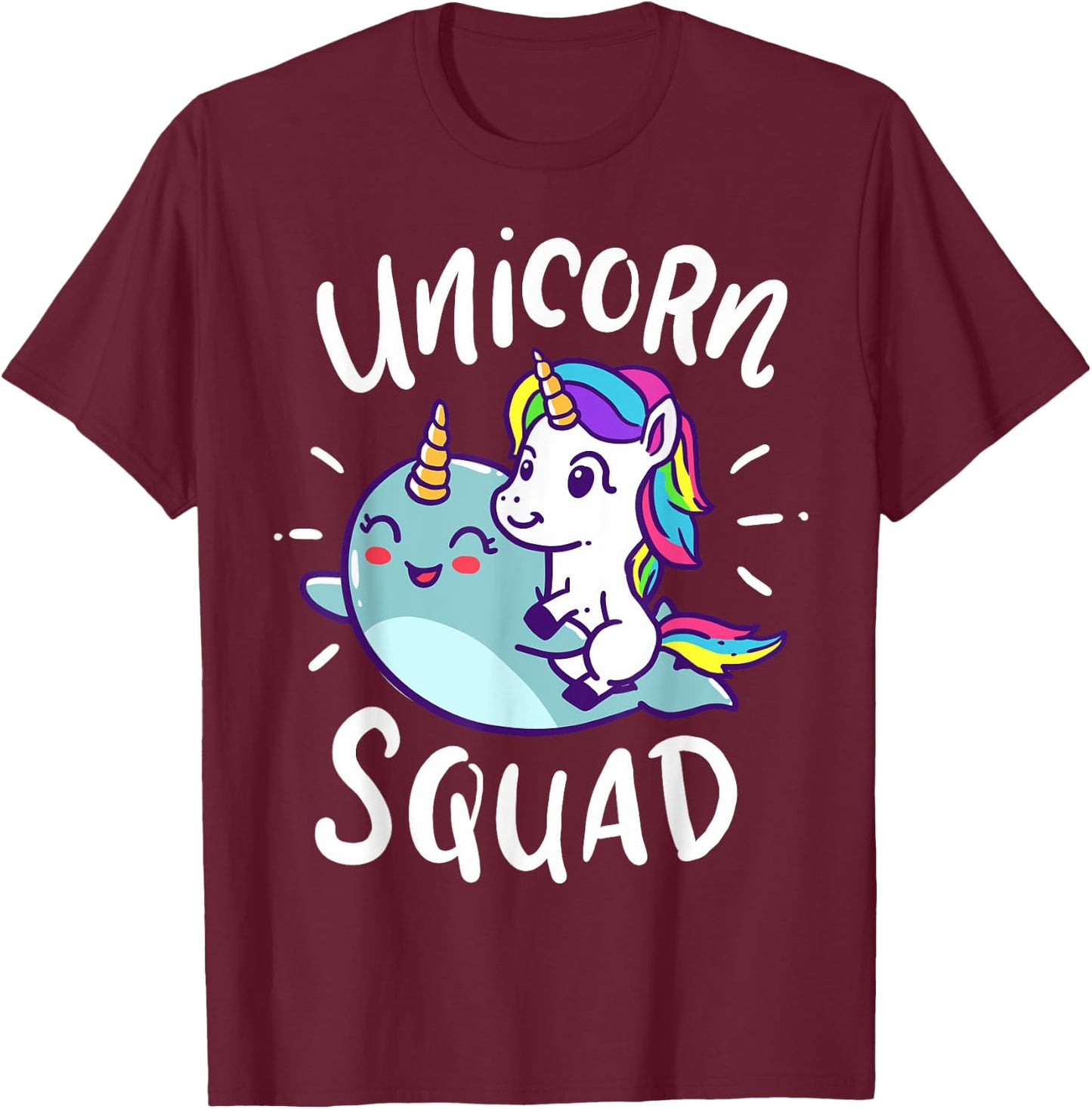 Unicorn Squad Narwhal Funny Cute Birthday Party Present Gift T-Shirt - T-Shirt | Maroon