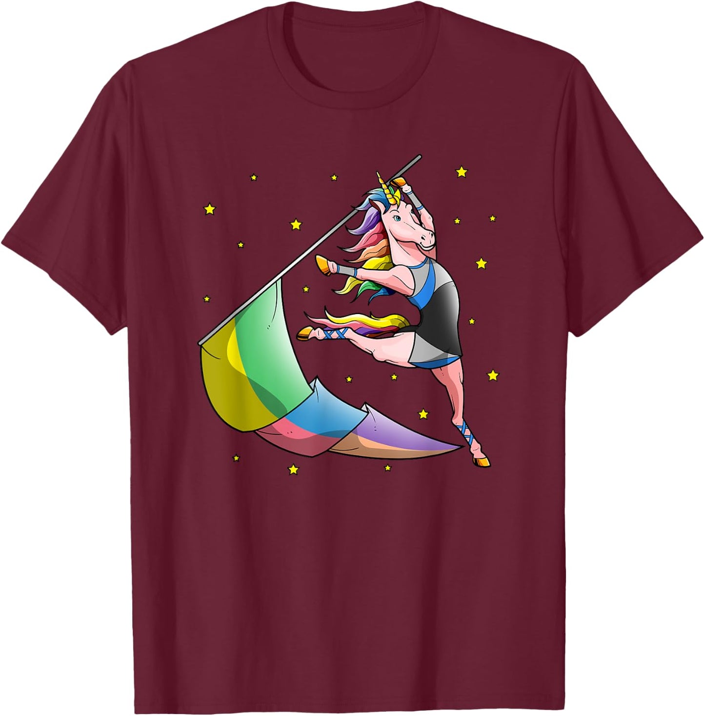 Color Guard Unicorn Winter Guard Flag Tossing Gifts Girls T-Shirt - T-Shirt | Maroon