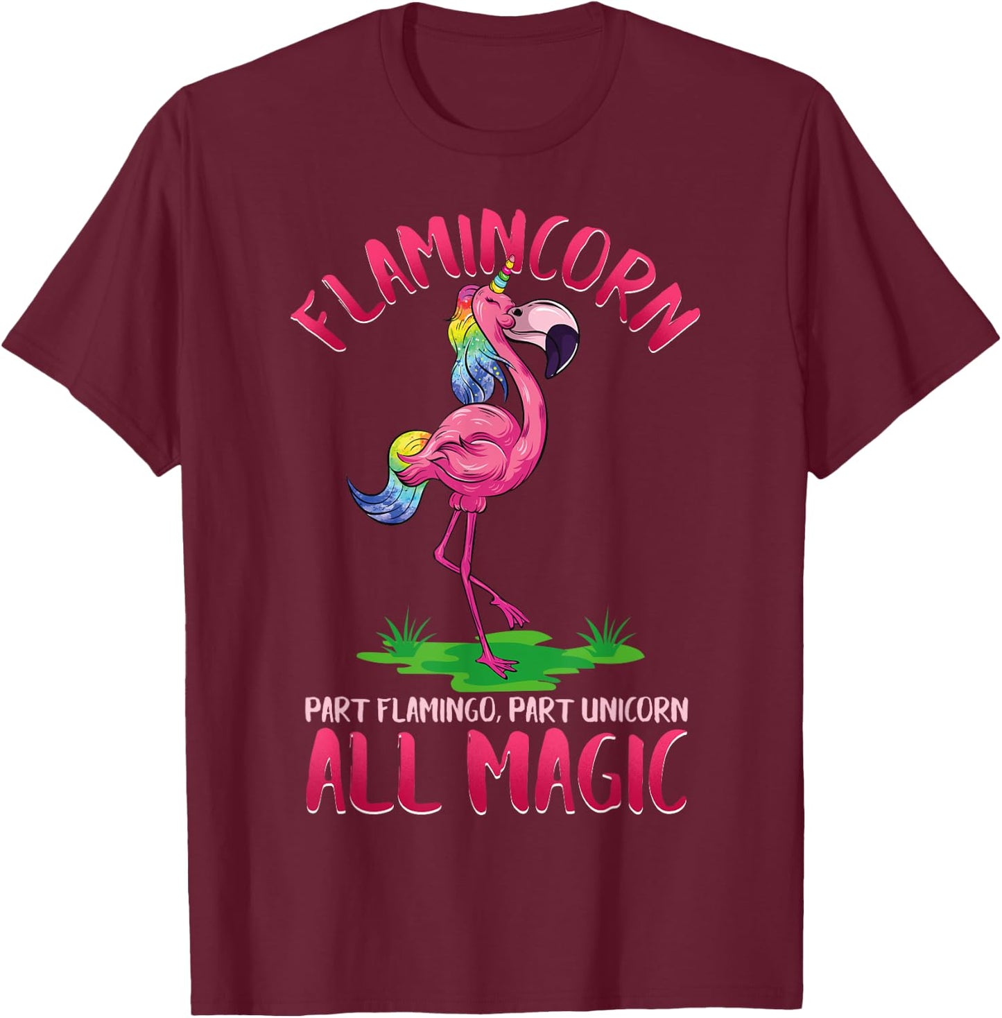 Flamincorn Flamingo & Unicorn T-Shirt - T-Shirt | Maroon