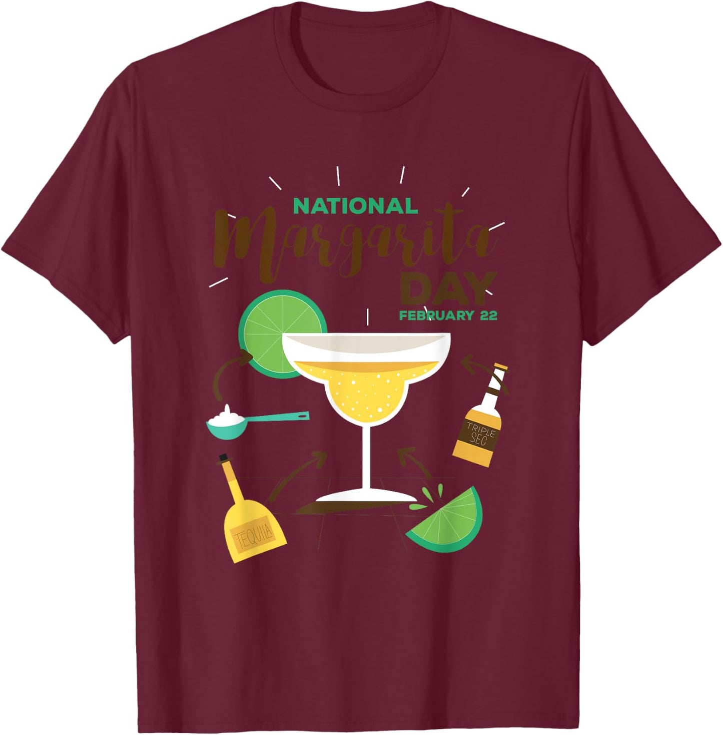 National Margarita Day T-Shirt - T-Shirt | Maroon