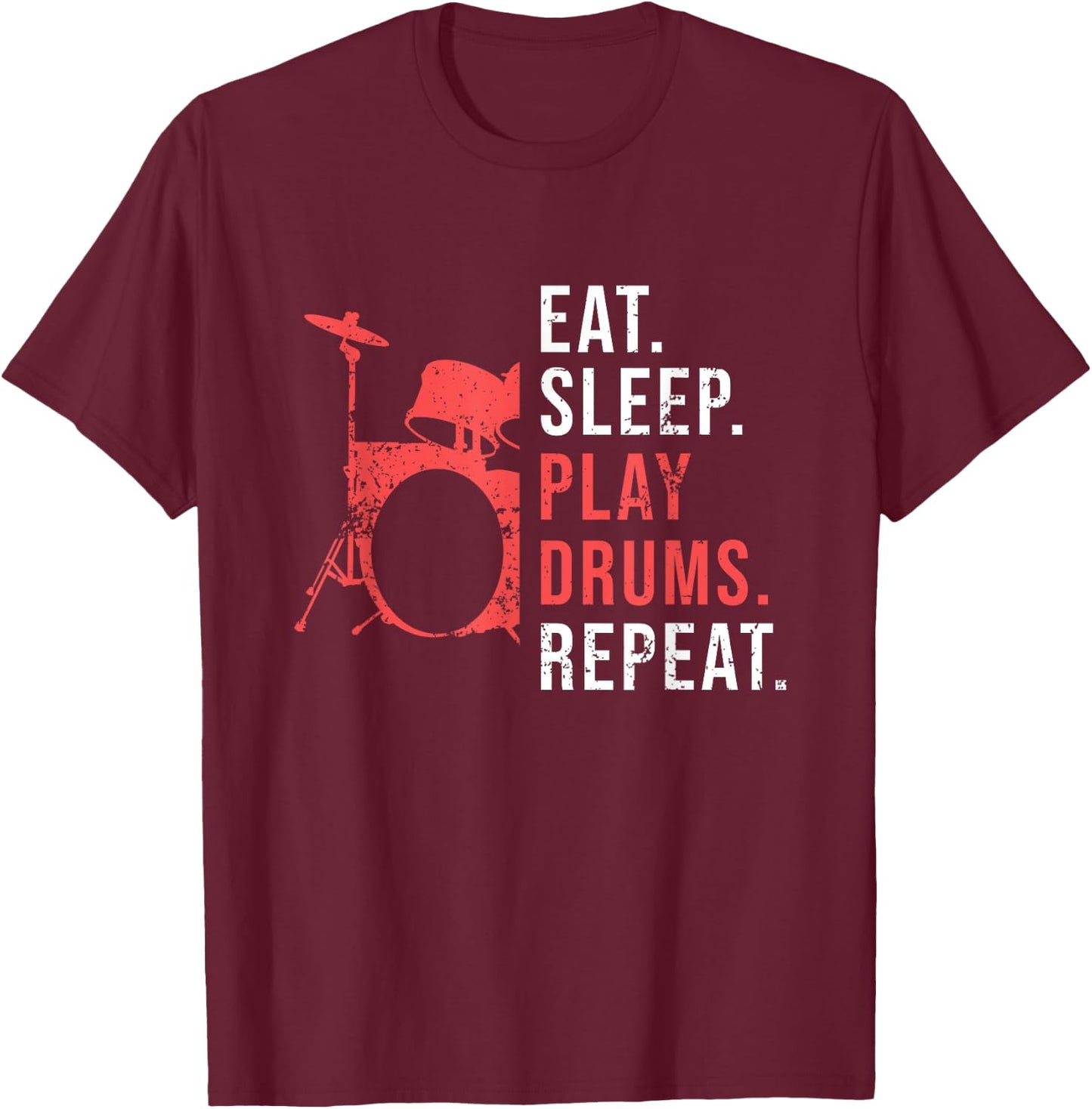 Cool Drum Kit Silhouette Percussion Vintage Drummer T-Shirt - T-Shirt | Maroon